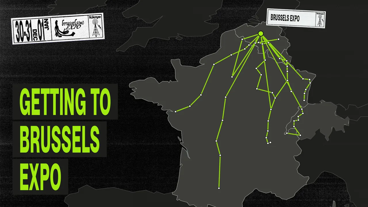 GETTING TO BRUSSELS EXPO map of bus routes from France, Belgium, Luxembourg and Switzerland to Brussels Expo