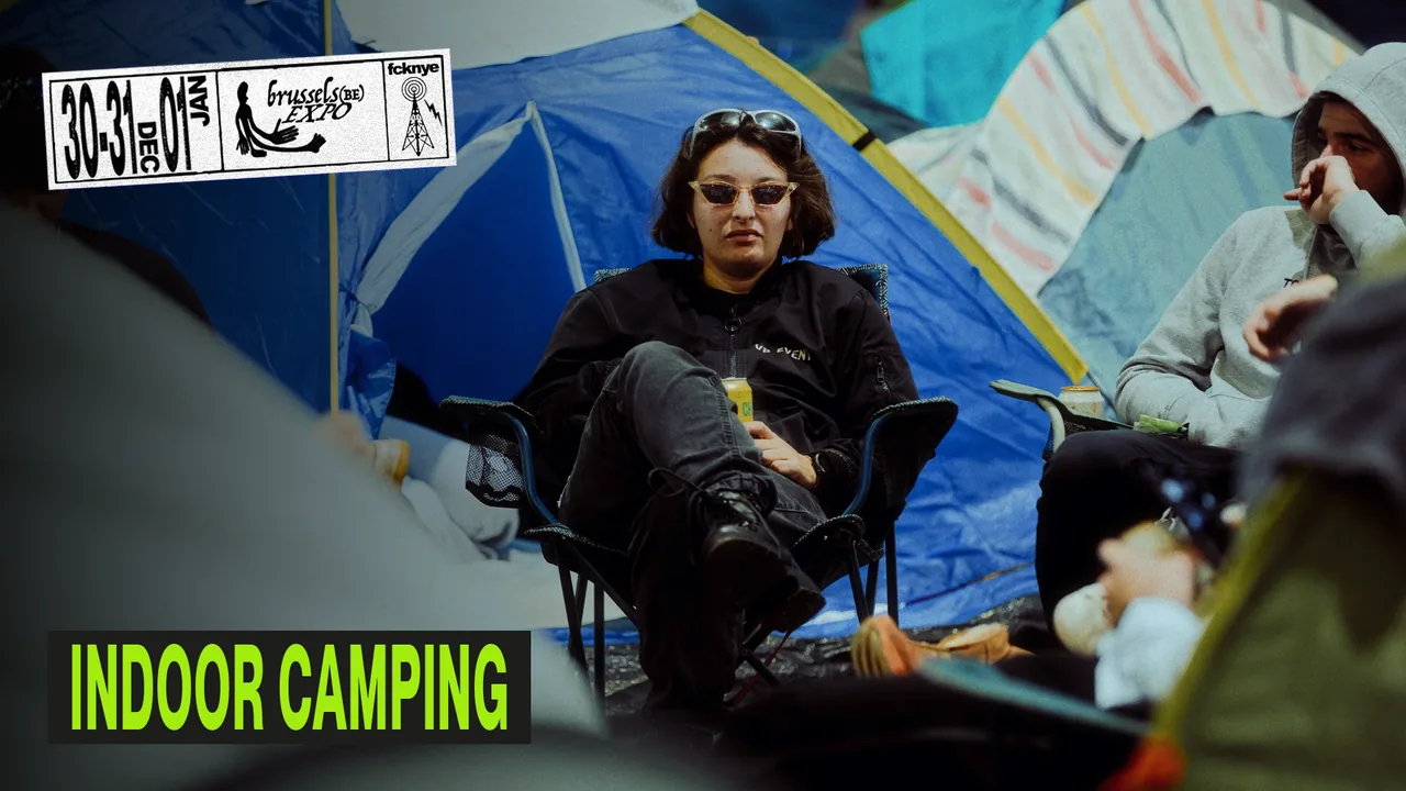 INDOOR CAMPING over a FCKNYE Festival 2025 photo at Brussels Expo with the festival date box