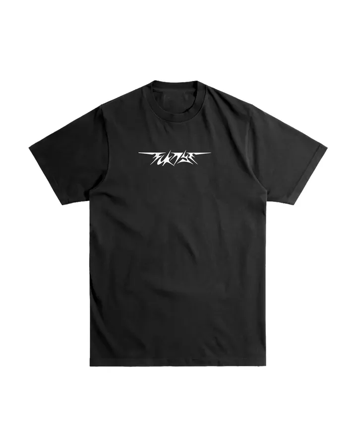 Front of the black T-shirt · white FCKNYE Festival logo on the chest